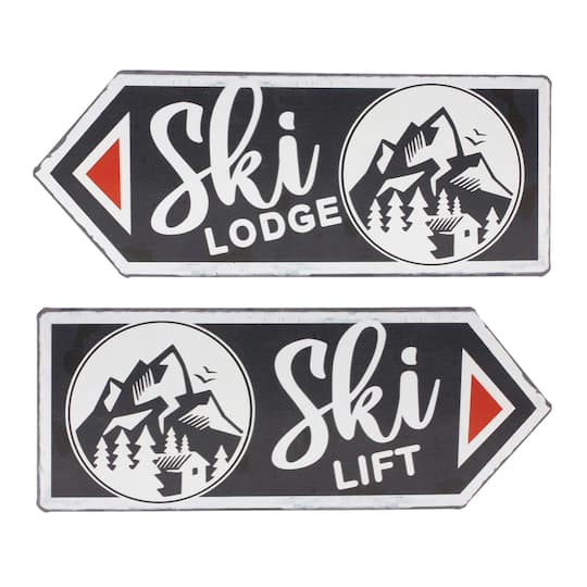 Black Ski Lift & Ski Lodge Décor Set